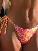 Womens Green Yellow Brazil Print Halter Tie Side Bikini Set For Beach Pool Vacation