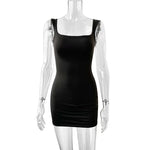 SexyStrap Mini Dress New Summer Women Club Party Dresses Female Camisole Solid Black White Sheath Sundress