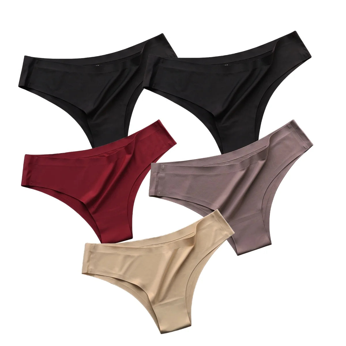 5PCS/Set Panties Women Seamless Underwear Low Rise Female Underpants Glossy Solid Color Briefs Comfort Invisible Underwear