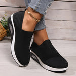 Breathable Knit Wedges Sneakers Woman Spring Autumn Slip On Platform Sport Sneakers Woman Plus Size Thick Sole Walking Shoes