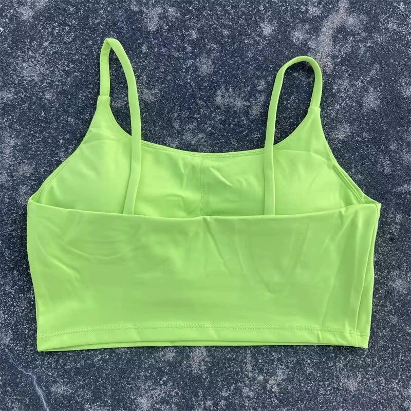Sexy Solid Color Women's Tight Athletic Spaghetti Strap Gym Underwear Comprehensive Training Training Sports Bra Soft Yoga Top