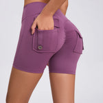 Peach Butt Fitness Shorts Women's Exercise Three-Quarter Pants Cargo Air Dry Pocket Yoga Tight Lift Summer