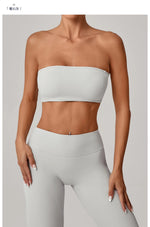 Padded Backless Bandeau Sports Bra Gym Women Crop Tube Top Seamless Yoga Top Sexy Workout Sportswear Push-up Fitness Underwear