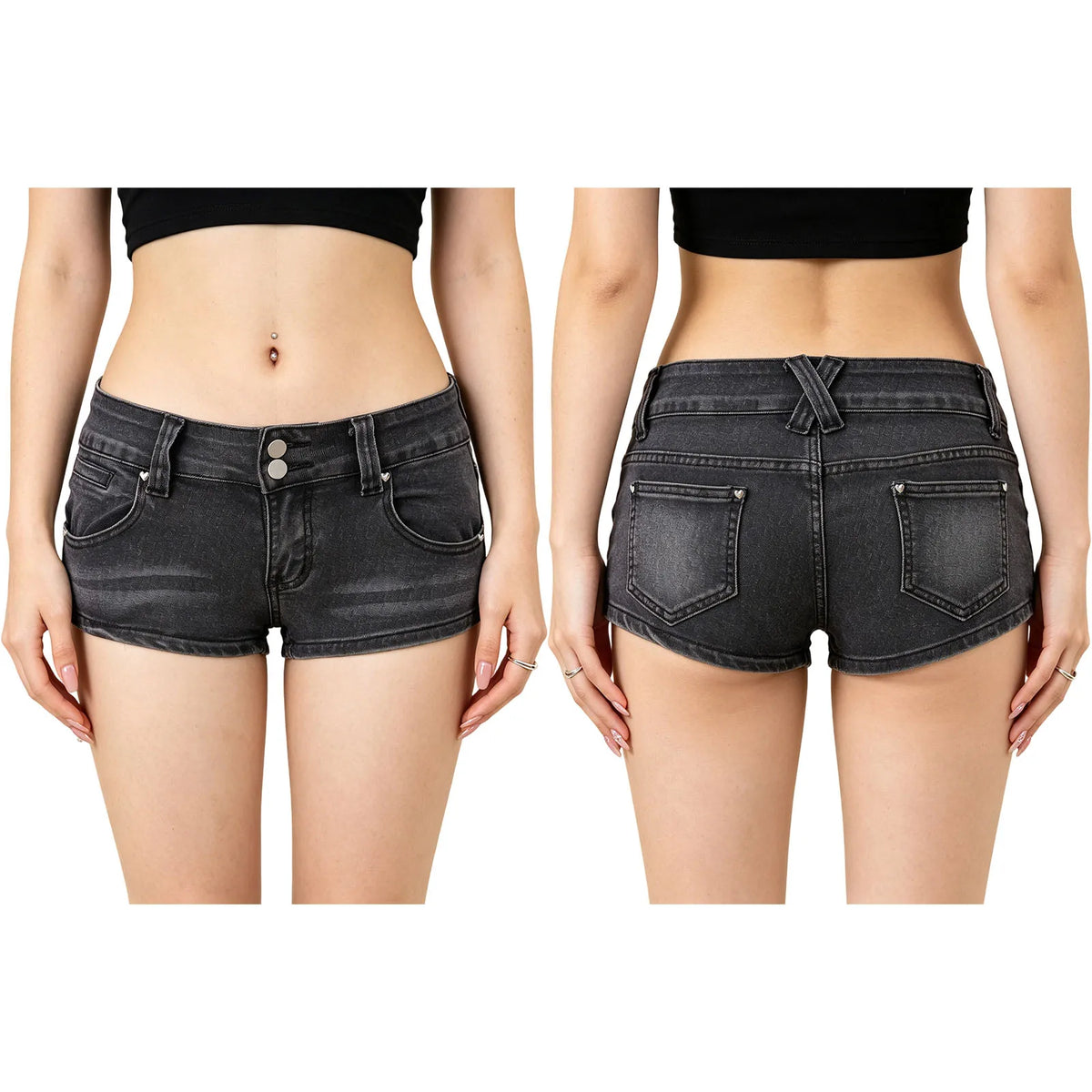 Fashion Women's Mini Denim Shorts with Pockets Skinny Low Rise Jean Shorts for Daily Club Y2K Sexy Hot Short Pants Summer