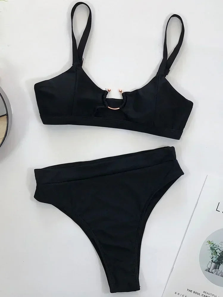 Snakeskin Female Swimsuit High Waist Bikini Women Swimwear Two-pieces Bikini Set Hollow Out Bather Bathing Suit Swim Beachwear
