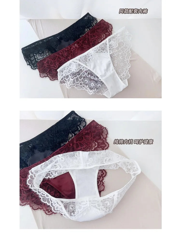 Modest French Lace Abaya Bra Set Women Sexy Deep V Full Coverage Big Bust Support Anti Sagging Comfort Summer Luxury Minimizer