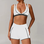 Pad 2PCS Yoga Set Sports Bras V-Neck Halter Pocket Fitness Workout Running Leggings Gym Woman Active Wear Clothing XP26