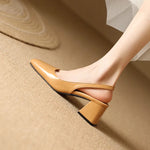 NASBAVI Slingback Sandals Summer Shoes Elegant Pink Black Nude Medium Heels Pumps Close Toe Office Party Shoe Female Large Size