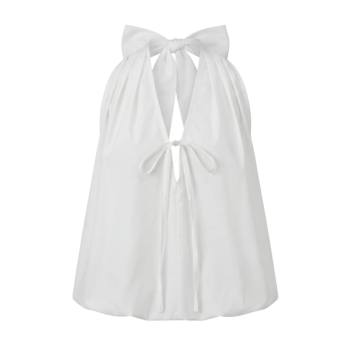 Women Fashionable Solid Color Summer Halter Tops Deep V Neck Sleeveless Backless Bubble Hem Vest