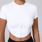 No Padded Women Yoga Sport T Shirts Fitness Clothes Short Sleeve Yoga Shirt Gym Top Running Active Wear Sport Tops
