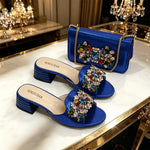 doershow High Quality African Style Ladies Shoes And Bags Set Latest silver Italian Shoes And Bag Set For Party HWS1-15