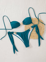 New Sexy Women's Bikini Set - Adjustable Tie Side Bandage Triangle Top & Low Rise Bottom with Starfish Metal Drawstring Summer