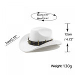 Summer Women Men Felt Cowgirl Hat with Belt Stylish Western Hat Casual Jazz Caps for Outdoor Party Club
