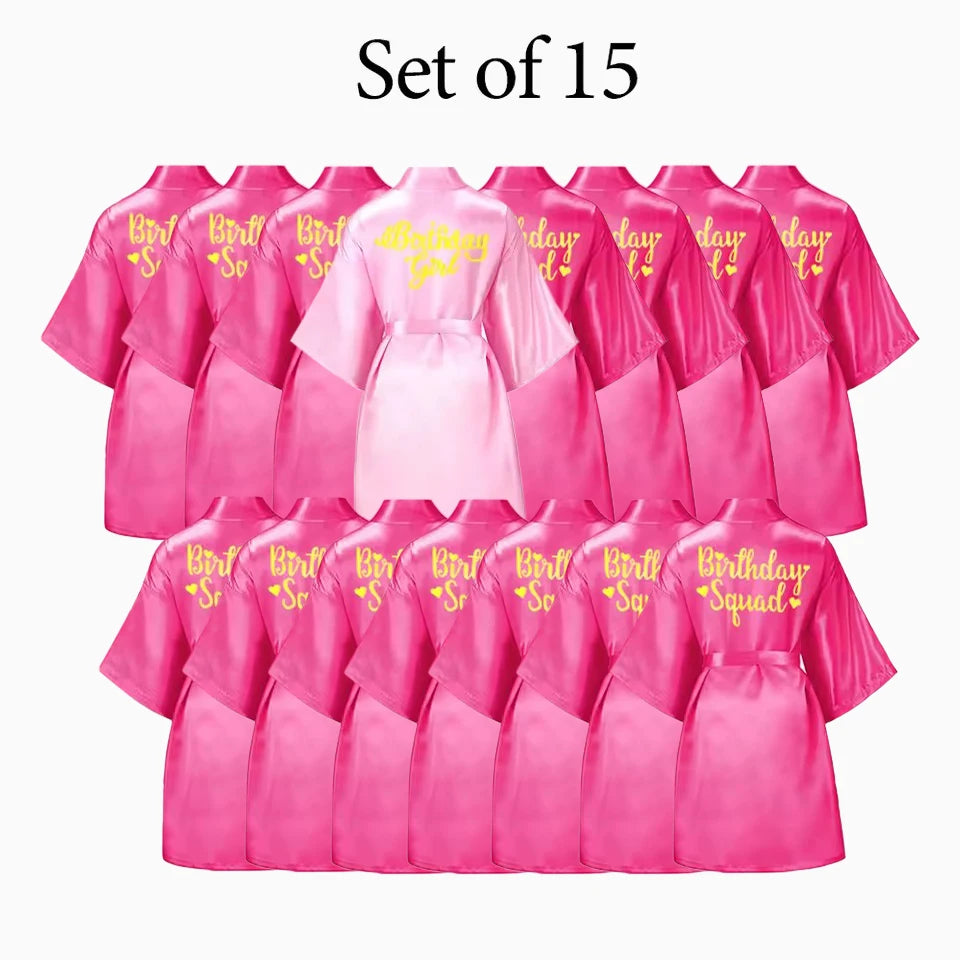 6-12Pcs Spa Girls Party Birthday Squad Robes Girl Kimono Spa Robe Pajama Party Favors Soft Satin Bathrobe for Kid Birthday Decor