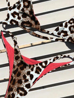 High Cut Micro Bikini Women Brown Leopard Bandage Push Up Bra Swimsuit Sexy Bathing Suit Padded Thong Swimwear Biquini 2026