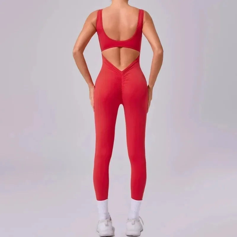 Seamless Yoga Jumpsuits Sports Fitness Hip-lifting Hollow Beauty Back One-piece Workout Running Gym Leggings Bodysuits for Women