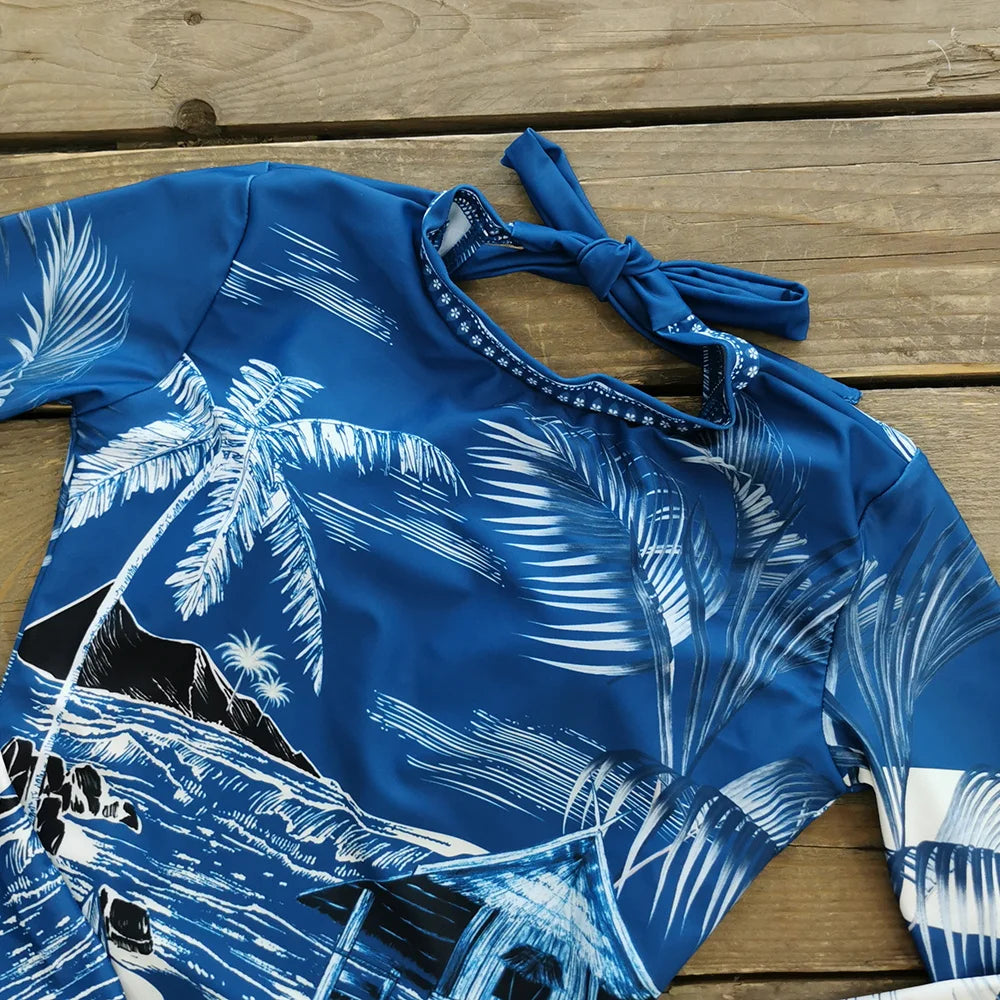 2026 Surfing Sport Swimsuit Long Sleeves Women One Piece SwimsuitSwimwear Solid Monokini Bathing Suit Tropical Bodysuit Female