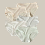 5Pcs/Set Women Cotton Briefs Ribbed Panties Low Rise Underwear Female Underpants Solid Color Sexy Lingerie Soft Intimates M-XL