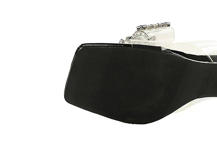 BIGTREE New Crystal Slippers Shoes Women Fine High Heels Transparent Sandals Female Slippers Sexy Outside Beaded Beach Shoes