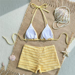 Sequin Starfish light blue Texture Swimwear Sexy Halter String Triangle Bikinis Sets Shorts Bottoms Woman Swimsuit 2026 Bikini