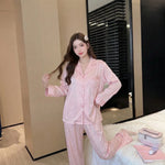 Spring and Autumn Ice Silk Long Sleeve Pajamas New Sweet Five-Pointed Star Homewear Set