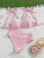S - XL V Shaped Underwired Female Swimsuit High Waist Bikini Women Swimwear Bather Bathing Suit Swim Two-pieces Bikini set K8042