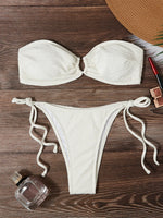 2026 Ring Linked Bandeau Bikini Solid String Swimwear Female Sexy Swimsuit Women Bathers Bathing Swimming Swim Suit Beachwear