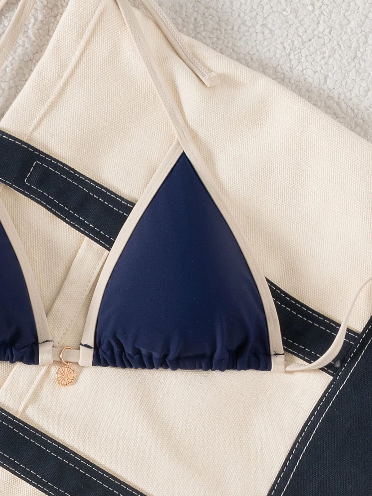 Sexy Navy Patchwork Bikini Set 2026 Women Halter Push Up Bra Triangle Swimsuit Brazilian Beach Bathing Suit Micro Swimwear