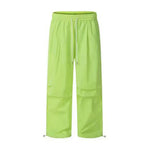 Women Sport Pants Wide Leg Elastic Waist Adjustable Drawstring Long Pants Solid Color Leisure Travel Cargo Trousers