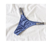 Low Waist Sexy Women Thongs Panties Rhinestones letter Diamonds G String Sports Thong Shorts Briefs T-back Fitness Size S-XL
