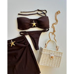 2026 New 3 Pieces Bandeau Bikini Swimsuit with Skirt Women Swimwear Female Sexy Thong Bikinis Beach Wear Swim Bathing Suit Pool