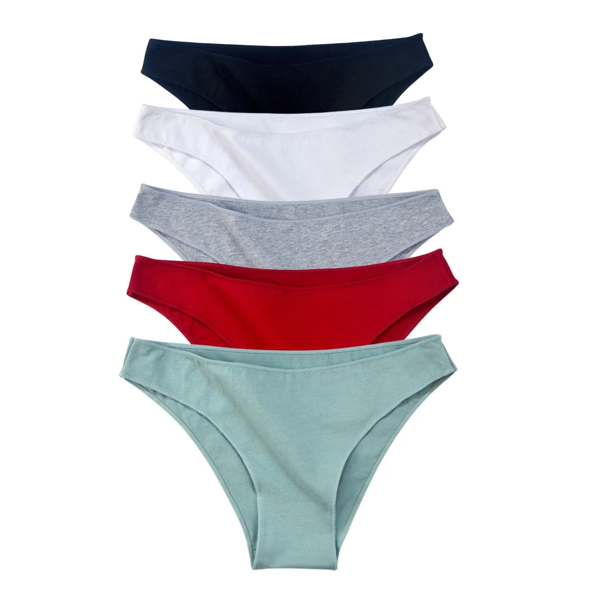 5Pcs/Set Cotton Classic Panties Women Low Rise Briefs Solid Color Breathable Underwear Sexy Lingerie Intimates Underpants M-XXL