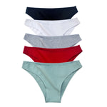 5Pcs/Set Cotton Classic Panties Women Low Rise Briefs Solid Color Breathable Underwear Sexy Lingerie Intimates Underpants M-XXL