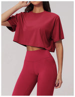 Impact Short Sleeve Yoga T Shirts Women Solid Color O Neck Loose Sports Tops Outwear Gym Running Fitness Workout Suits