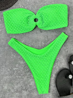 Sexy Fishnet Strapless Bandeau Bikini Women Swimsuit Female Swimwear Two-pieces Bikini set High Cut Bather Bathing Suit Swim