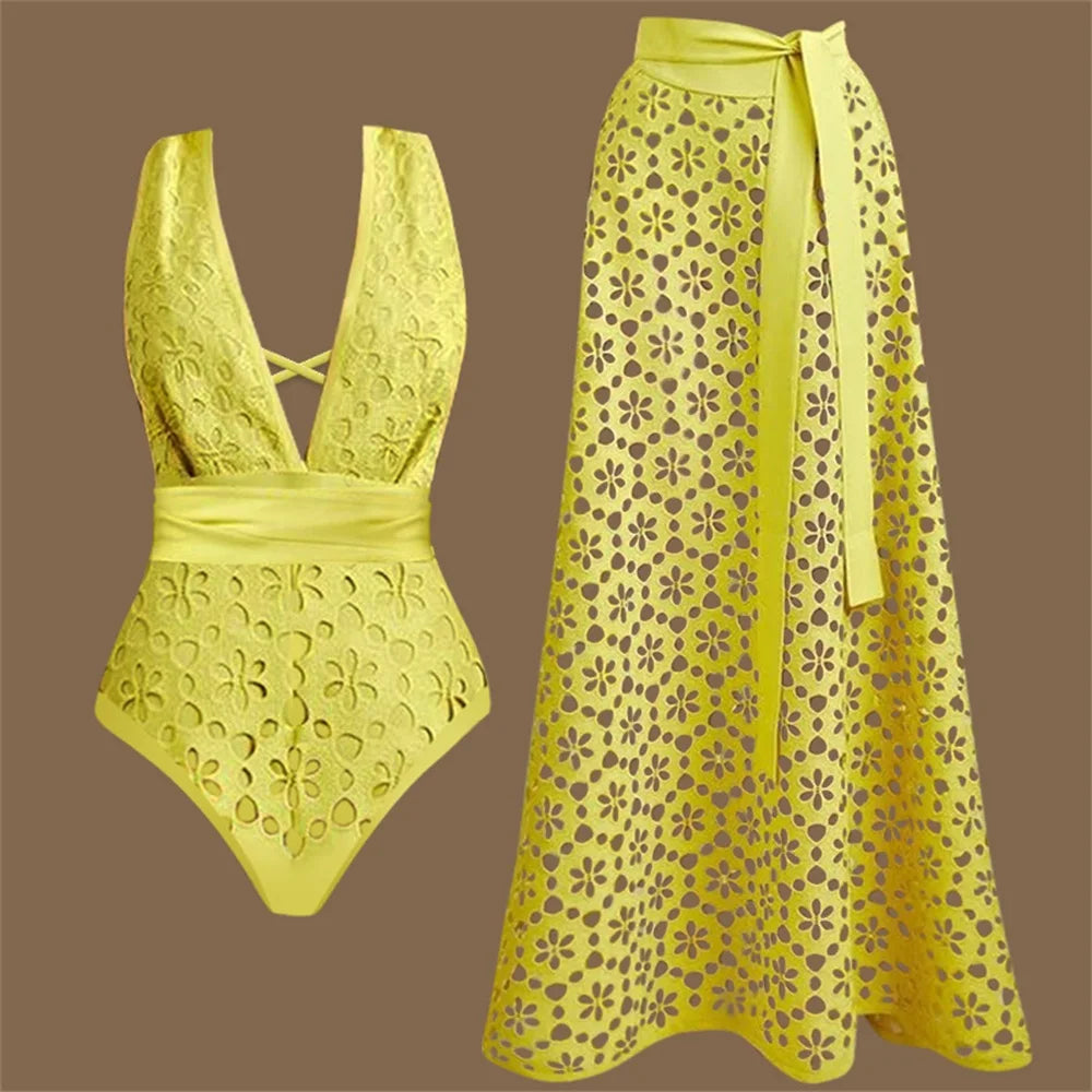 2Pcs Laster Cut Swimsuit Women Sexy Bikini Push Up Swimwear 2025 V Neck Swim Suit Female Bandeau Biquini Bathing Suit Beachwear