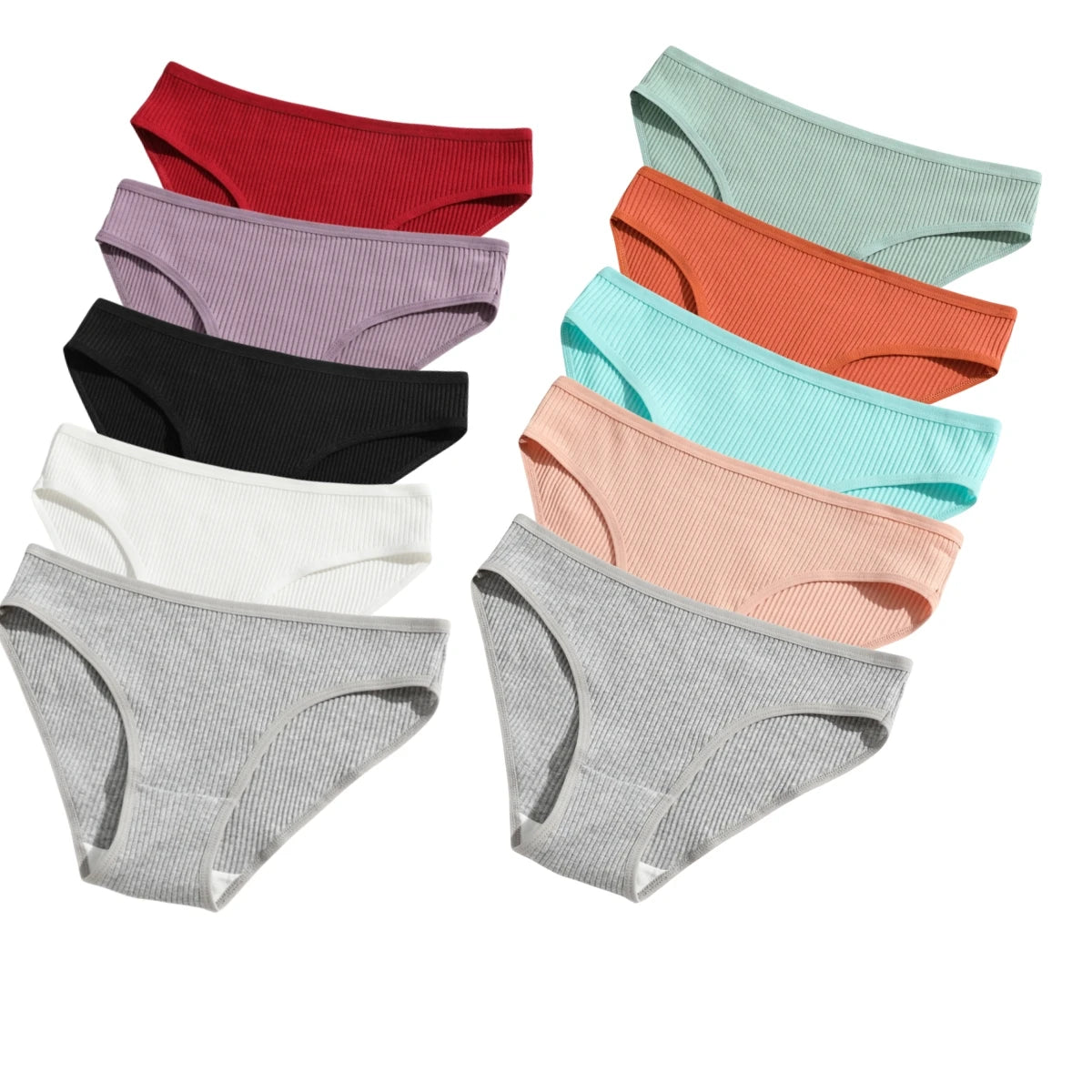 10Pcs/Set Women Cotton Briefs Breathable Panties Low Waist Briefs Sports Solid Soft Skin-Friendly Underwear Daily Wear S-XXL