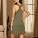 Women's Sleeveless Short Nightgown Crew Neck Racerback Chemise Tank Sleep Dress Summer Casual Sleepwear