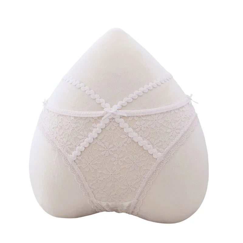 Sexy Lace Thong Double Strap Women's Panties Low Waist Transparent Flower See Through Hollow Out Low Waist G-Strings Underwear