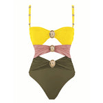 Hollowen One Piece Swimsuit With Cover Up Sexy Swimwear Women Off Shoulder Swim Suits Patchwork Bathsuit Belt Bodysuit Beachwear