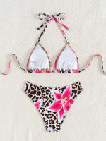 2025 New Women's Black Ground White Dot Printed Swimsuit Halter Neck Low Waist Bikini Set For Summer Female Swimwear Brazilian
