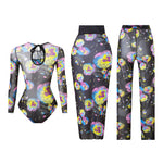 S - XXL 3PCS New Printed Long Sleeve With Pants Sarong Women Swimwear One Piece Swimsuit Female Bather Bathing Suit Swim V7180