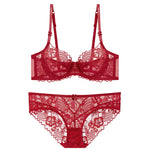 French Lace Minimizer Bra for Women, Full Bust Support Bra Ultra Thin & Breathable, Anti-Sagging Sexy Tushy Bra Set MOYISU Sexy