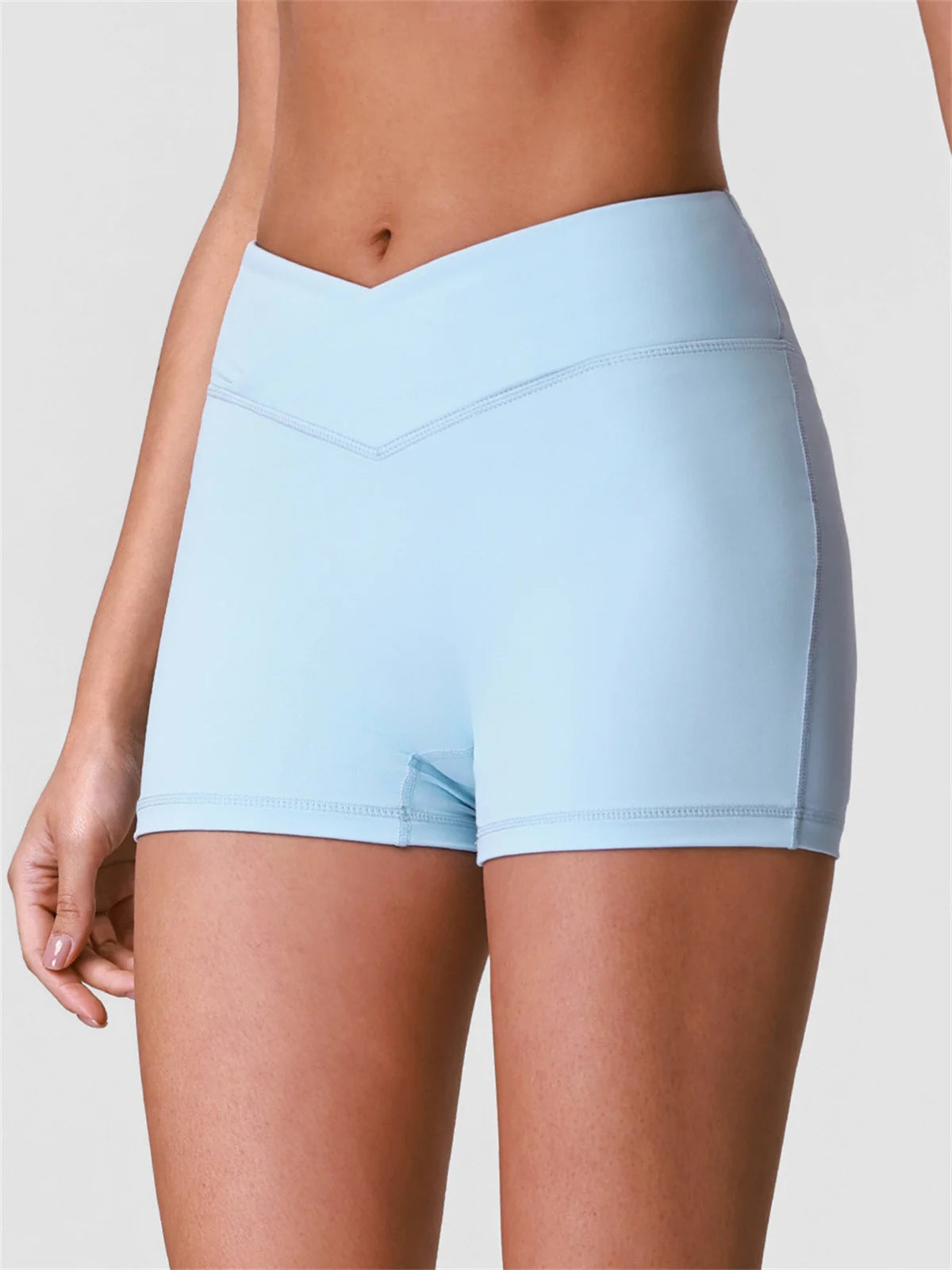 Outdoor Running Yoga Shorts Women Summer Crossed V Waist Hip Lifting Fitness Tight Sports Pants Quick Drying Gym Fitness Shorts