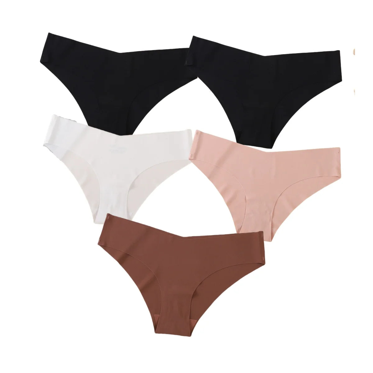 5Pcs/Set Women Panties Seamless Classic Briefs Female V-waist Underpants Soft Ice Silk Panties Sexy Lingerie Low-Rise Underwear