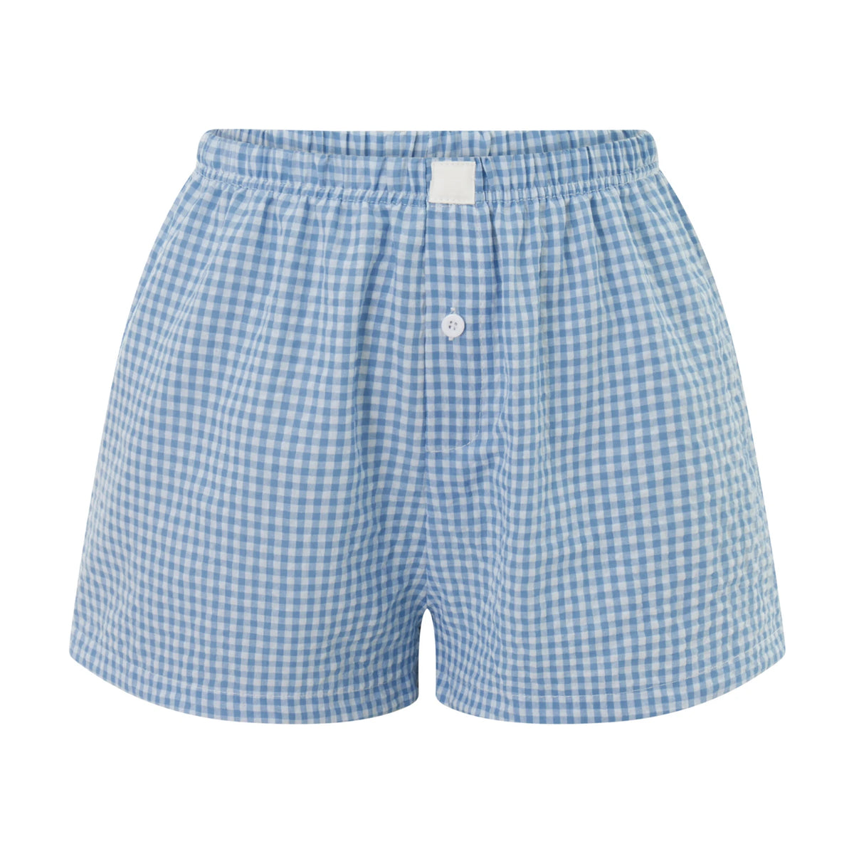 Women’s Plaid Print Shorts Elastic Low Waist Button Front Lounge Shorts Boxers Streetwear