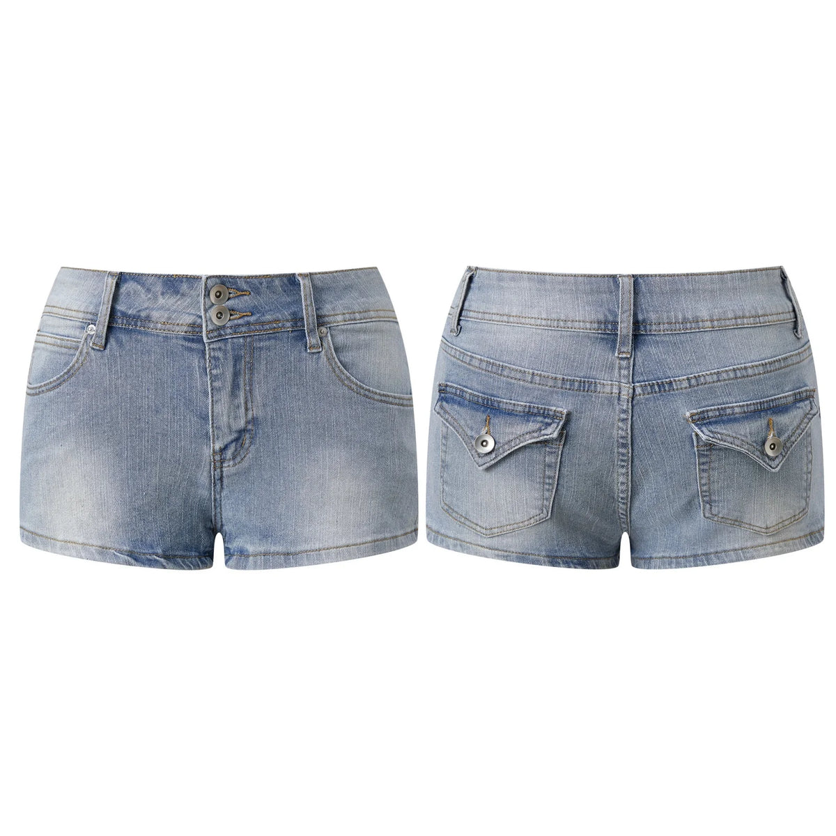 Women's Mini Jean Shorts with Pockets Low Rise Stretchy Denim Shorts Summer Sexy Casual Stylish Slim Fit Hot Short Pants
