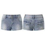 Women's Mini Jean Shorts with Pockets Low Rise Stretchy Denim Shorts Summer Sexy Casual Stylish Slim Fit Hot Short Pants