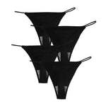 4Pcs/Set Women Panties Bikini G-String Seamless Underwear Sexy Lingerie Low Rise Solid Color T-back Female High Cut Panty