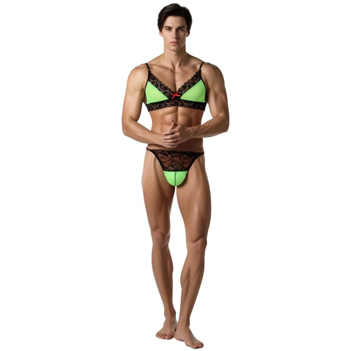European and American men's sexy lace bra and panties temptation suit transvestite suit